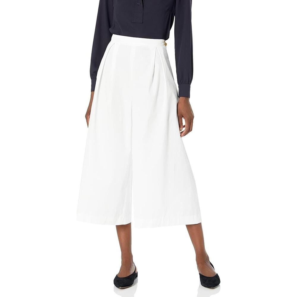 $345 Vince Women's White‎ Pleated Cotton Culottes Pants Size 6